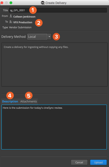 Create Delivery transfer window