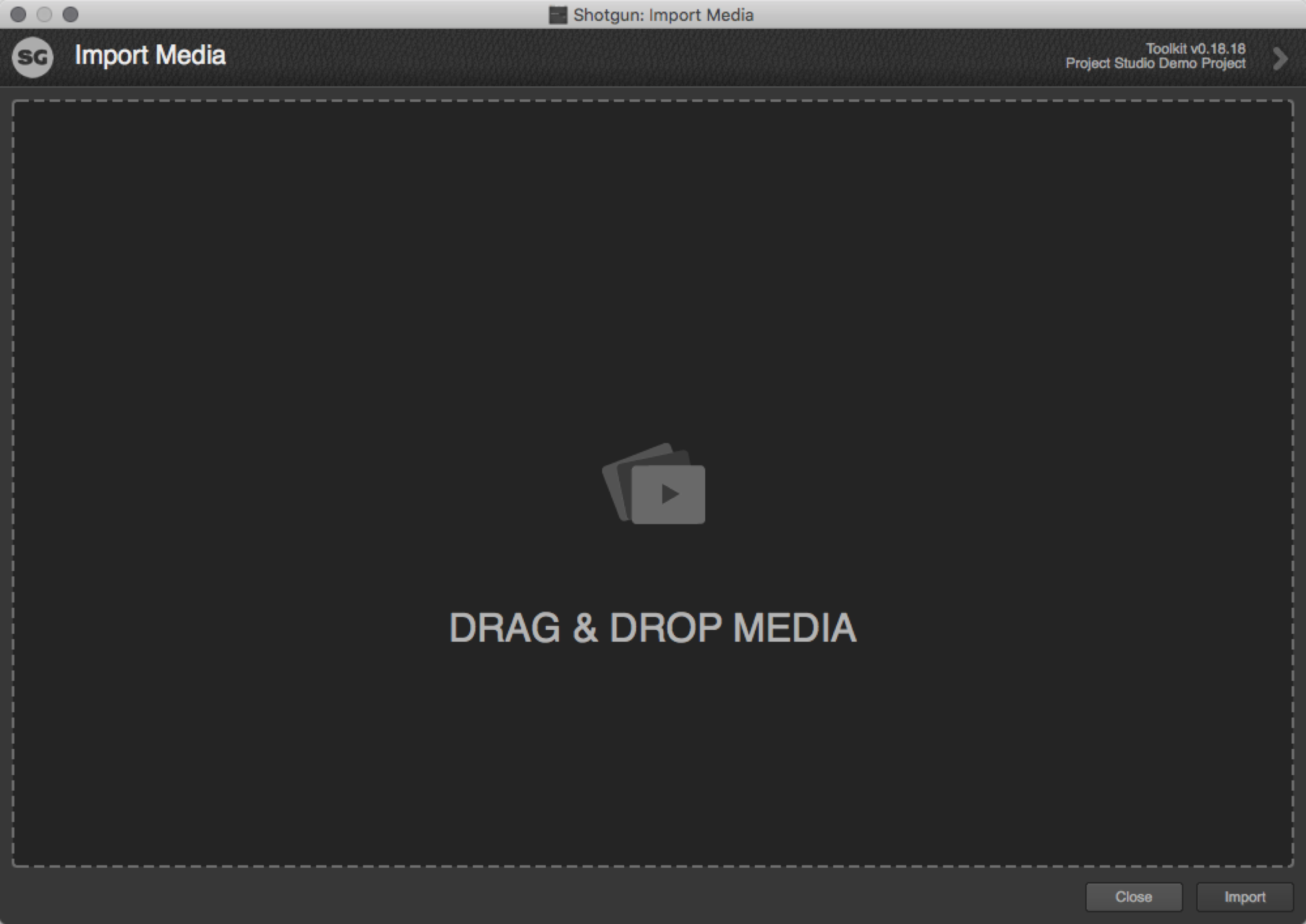 Import Media drag-and-drop window